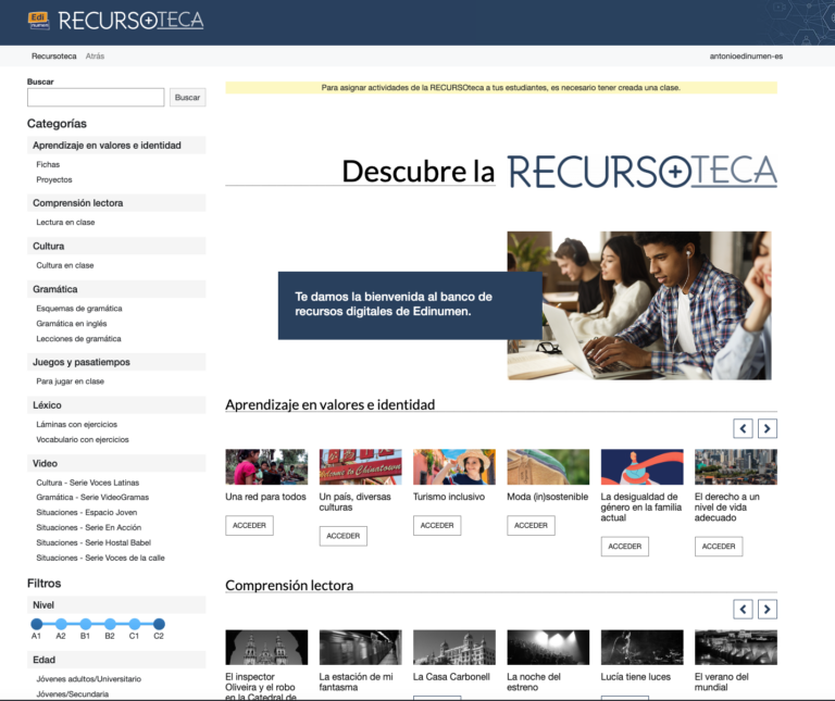 Recursoteca · Resource bank for teachers